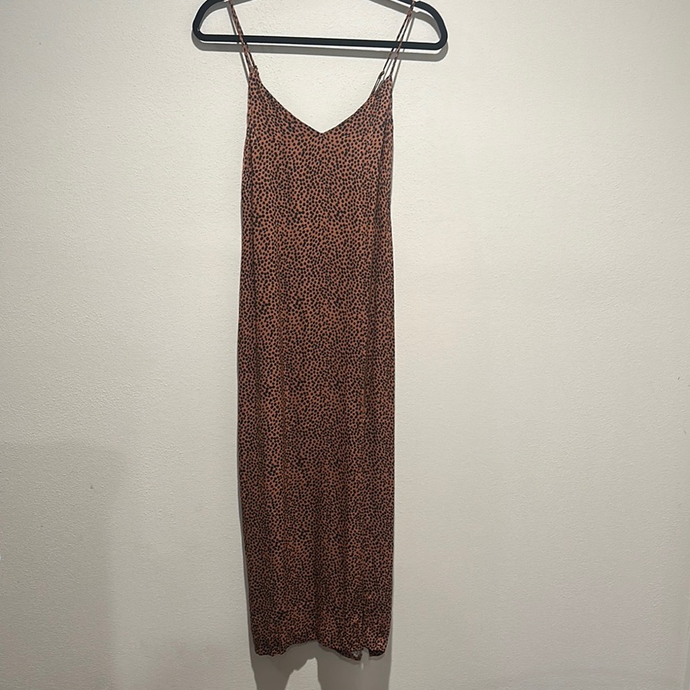 & Other Stories Leopard Cheetah Dot Midi Slit Dress